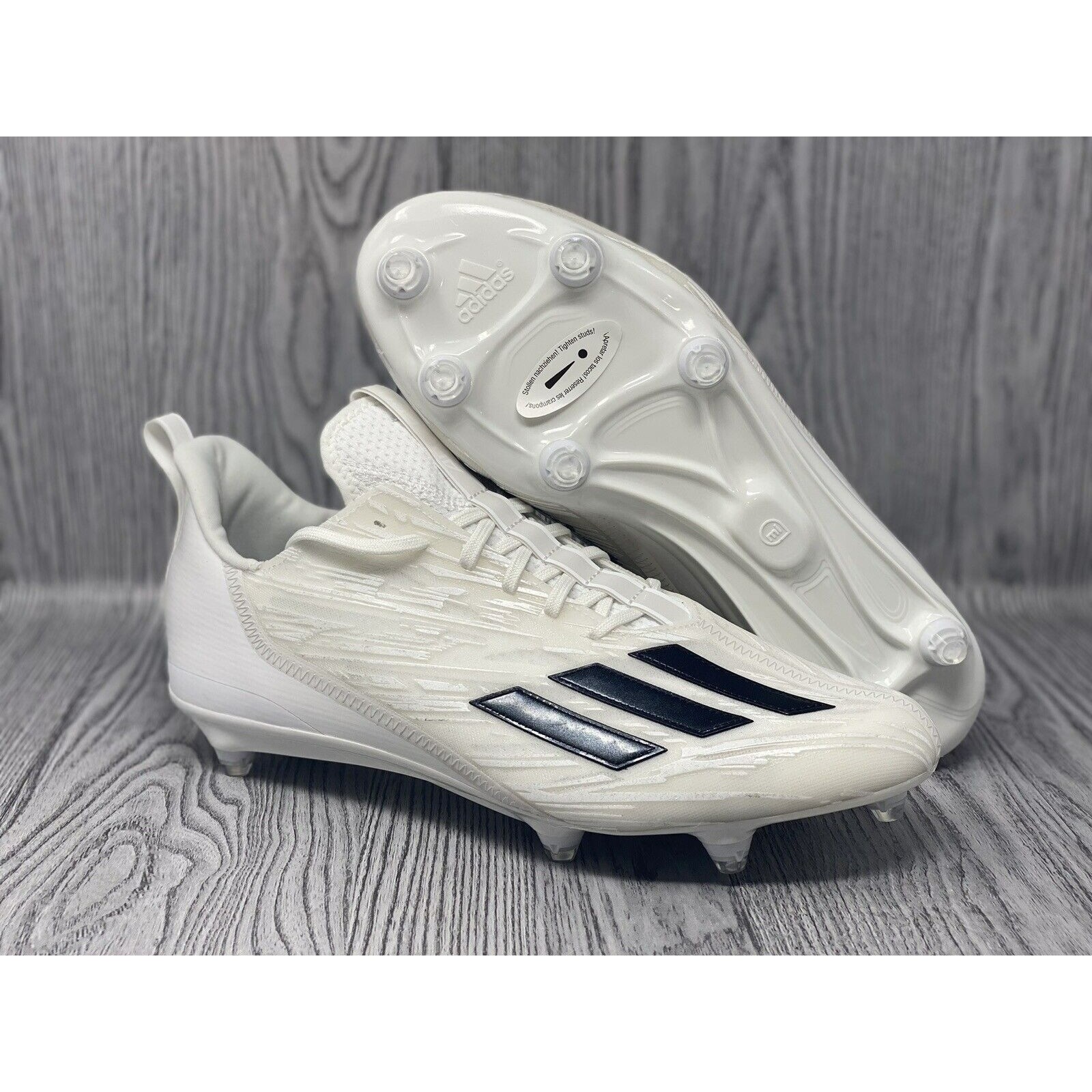 Adidas Adizero Molded Football Cleats White / Black (Hr1615) Men's Size 13